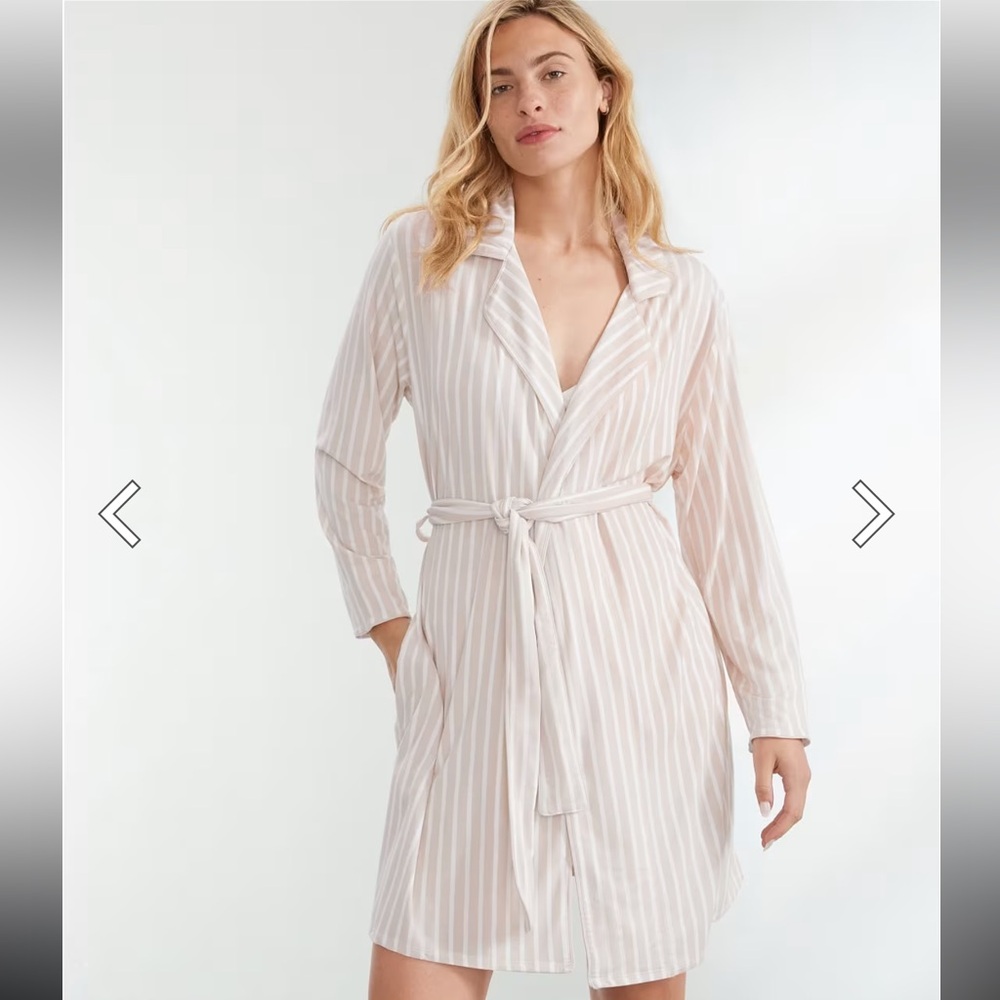 🤍‎ BARE Cooling Piped Robe Large Lightweight Lounge Sleepwear 🤍